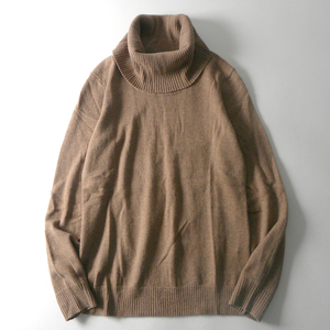 ユニクロ UNIQLO メリノカシミヤプレミアム PURE NEW WOOL タートルネックニット セーター 長袖 L ライトブラウン l1213-3