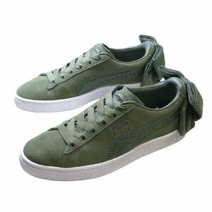 Y12◆【美品】プーマ スエード ボウ スニーカー グリーン 23.5cm BOW リボン SUEDE スウェード レザー PUMA カジュアル スポーツ 運動