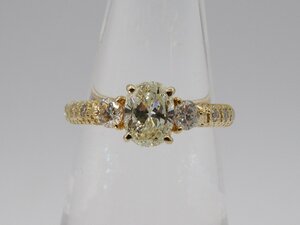 18金 リング ダイヤモンド Diamond 0.984ct / 0.25ct / 0.075ct K18 3.4g リング(貴金属) レディース アクセサリー 簡易箱付き