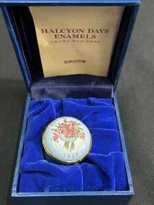 【S10-22】HALCYON DAYS ENAMELS ハルシオン 小物入れ ピルケース 花柄 ケース付き 未使用保管品