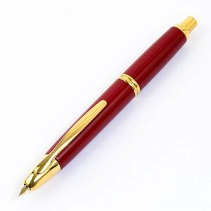 PILOT パイロット キャップレス ノック式 万年筆 18K 750 刻印 Fニブ(細字) 筆記用具 文房具 レッド #35827