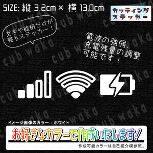 充電-Wi-Fi-電波②中ステッカー　文字絵柄だけ残るカッティングステッカー・カブ・車・バイク・トラック・おもしろ・リアガラス