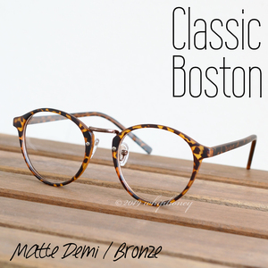 アウトレット レトロクラシックボストンメガネUV 伊達眼鏡 だてめがね マット デミ ブロンズ ブラウン サングラス メンズ レディース