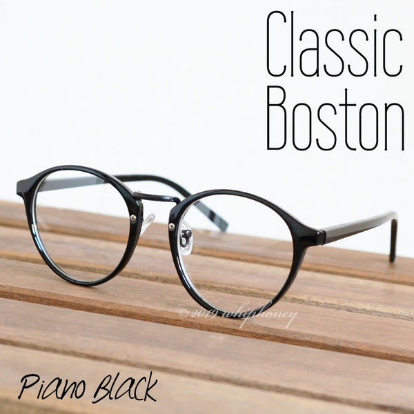 アウトレット レトロクラシックボストンメガネUV 伊達眼鏡 だてめがね ピアノブラック 黒縁 サングラス 伊達メガネ メンズ レディース
