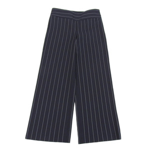  super-beauty goods joru geo Armani GIORGIO ARMANI black tag silk . wool stripe pattern Semi-wide pants 38 black 