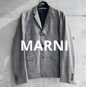 MARNI 全面チェック柄プリント トロンプルイユ テーラードジャケット