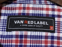 美品★VAN RED LABEL ヴァン レッドレーベル チェック シアサッカー 長袖シャツ M 白 青 赤 トリコロールカラー_画像6