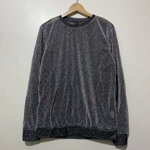 美品 SHEIN シースルー ラメ 長袖 カットソー キラキラ トップス 透け感 黒 ブラック S ゆったり大きめ プルオーバー ブラウス