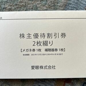 ■愛眼株主優待割引券メガネ３０％割引券・補聴器１０％割引券 各１枚■メガネのアイガン／アイフィー■有効期限2024年6月30日まで送料込み