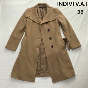 美品 INDIVI V.A.I インディヴィ ヴァイ カシミヤ ウール混 チェスターコート ベージュ