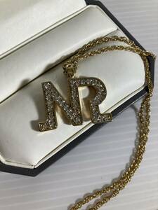  France 80s Nina Ricci necklace rhinestone NR Logo large ..Nina Ricci( Nina Ricci )