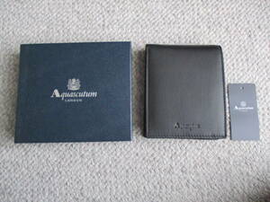  Aquascutum двойной бумажник кошелек для мелочи . имеется чёрный телячья кожа новый товар 