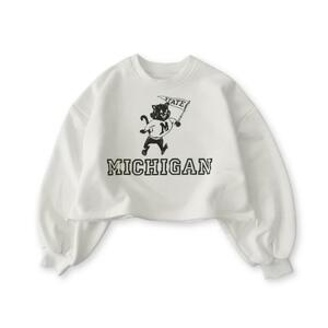 カレッジ プリント スウェット クロップド トレーナー WHITE レディース トップス COLLEGE SWEAT