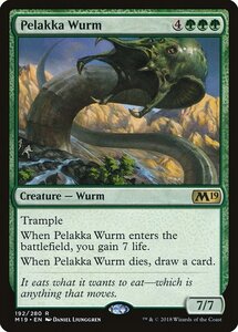 Mtg ■ Зеленая/английская версия ■ "Pelacca Worm/Pelakka wurm" Основной набор 2019 M19