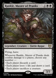 MTG ■黒/英語版■ 《悪ふざけの名人、ランクル/Rankle, Master of Pranks》エルドレインの森：統率者 WOC