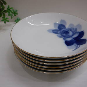 大倉陶園 OKURA ブルーローズ 深皿 スープ皿 19㎝プレート 6枚 ハンドペイント 盛皿/洋食器 薔薇柄の画像10