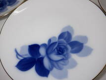 大倉陶園 OKURA ブルーローズ 19㎝プレート 6枚 ケーキ皿/パン皿/中皿/洋食器 薔薇柄 ハンドペイント _画像5