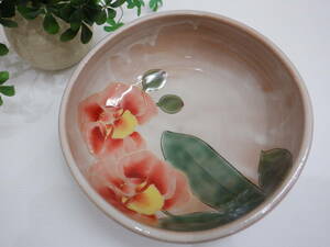 京焼 土渕とうあん 陶 胡蝶蘭紋 深鉢 盛鉢 大鉢（直径21㎝ 高さ7.5㎝）蘭柄 和食器 