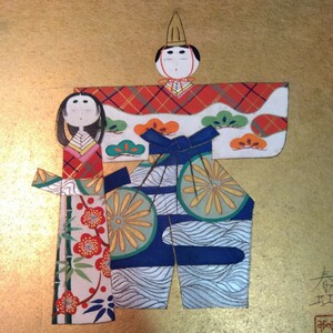 Art hand Auction Colored paper Spring rainbow Hina doll, Artwork, book, colored paper