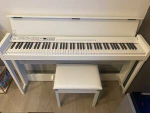 22年製電子ピアノ　 KORG C1 AIR—WHデジタル電子ピアノ　スタンド一体型　ホワイト　縦置き　高低自在椅子付