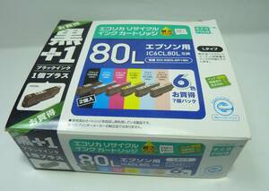 新品、未使用 送料185円より 黒1個プラス エコリカ リサイクル インクカートリッジ エプソン用IC6CL80L互換6色7個セット ECI-E80L6P+BK