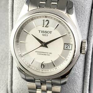 【1円箱付】TISSOT ティソ 腕時計 メンズ レディース兼用 AT 自動巻 パワーマティック80 クロノメーター ホワイトシェル文字盤 可動品