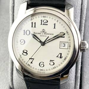 【1円〜】BAUME&MERCIER ボーム&メルシエ 腕時計 メンズ MV045214 ケープランド ホワイト文字盤 ラウンドフェイス デイト 可動品