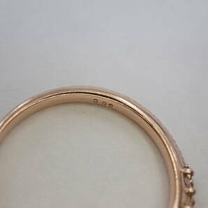 K10PG ピンクゴールド ダイヤ計0.02ct デザイン リング 指輪 約9号 aの画像5