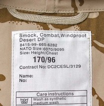 イギリス軍実物放出品 DPM デザートカモ ウインドプルーフ コンバットパーカー 新品未使用デッドストック サイズ表記170/104　ML-427N_画像10