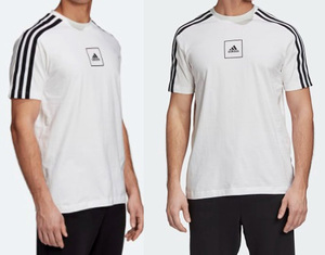 adidas 新品！3ストライプス テープ半袖Tシャツ L白 送料無料