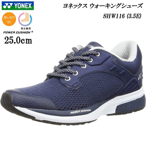 SHW116 NVB 25.0cm ヨネックス ウォーキング ジョギング ランニング パワークッション シューズ 靴 3.5E YONEX メッシュ 軽量