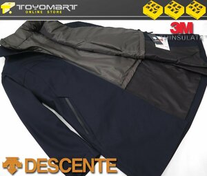 2081●DESCENTE デサント●7744　新品 【撥水加工】 シンサレート中綿ライナー　スタンドカラーインフードコート　ネイビー/L　定価42900円