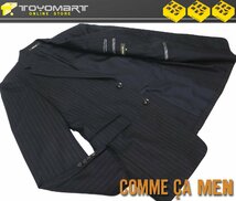 3001●コムサメン COMME CA MEN●新品　GD15　SHEATHモデル チョークストライプ ウールジャケット　濃紺/46　定価47300円　サンプル品_画像1