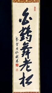 【真作】大徳寺 大仙院 大仙桃林 尾関宗園『白鶴舞老松』掛軸 紙本 書 肉筆 共箱 茶道具 茶掛　