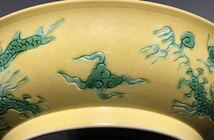 中国美術 唐物コレクター 明時代 黄釉龍文皿 大明正徳年製銘 箱付 時代物 _画像8