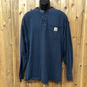 carhartt◇ORIGINAL FIT /カーハート メンズXL 長袖Tシャツ ロンT トップス ヘンリーネック ポケット ワーク アメカジ USA古着