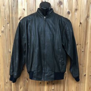 LEATHER FASHION /EXCELLENT /メンズL 牛革 レザージャケット 革ジャン カウレザー シングル リブ袖 アウター