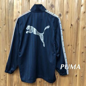 PUMA /プーマ /メンズS〜M 紺 ジャージジャケット シャドーストライプ バックプリント トラックジャケット トレーニング スポーツウェア