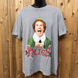 elf◇BRIEFLY STATED /メンズXL 半袖Tシャツ トップス プリントTシャツ グレー アメリカ 映画 コメディ エルフ アメカジ USA古着