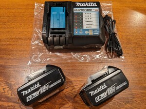 12/17まで送料無料 [未使用] マキタ BL1860B 2個 + DC18RF ②