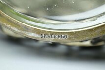 【昊】デキャンタ 彫金梅花図 透かし細工 銀巻 銀被 ガラス瓶 SILVER950刻印 銀製 洋酒瓶 総重量 約613g[UL31Ji]_画像10