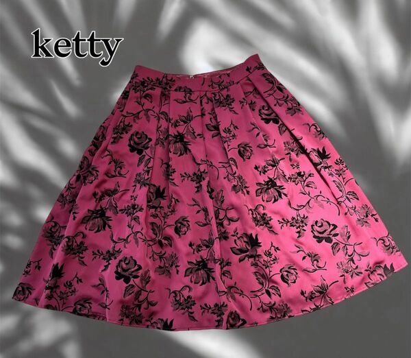 【ketty】フロッキーフラワータックフレアスカート
