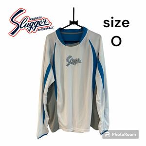 久保田スラッガー ロングTシャツ 長袖 ホワイト ブルー グレー Oサイズ 野球 KUBOTA Slugger