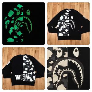 ★蓄光★ ZOZO限定 City camo シャーク 長袖スウェット Sサイズ shark a bathing ape BAPE エイプ ベイプ アベイシングエイプ 迷彩 w79al