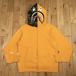 1st camo green × オレンジ シャーク パーカー Lサイズ shark full zip hoodie a bathing ape BAPE エイプ ベイプ 迷彩 i4