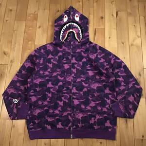 ★XL★ ★ムック限定★ Fire camo シャーク パーカー shark full zip hoodie a bathing ape BAPE purple camo エイプ ベイプ NIGO 迷彩 z9