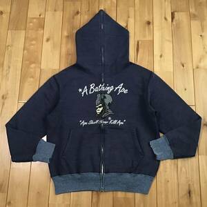 General logo フルジップ パーカー Sサイズ ネイビー a bathing ape BAPE full zip hoodie NAVY エイプ ベイプ アベイシングエイプ w5775