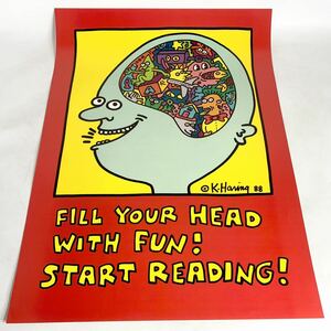 キースヘリング 大判ポスター Fill Your Head with Fun! Start Reading! 1988 Keith Haring ポップアート 約61×81.6cm ポスター