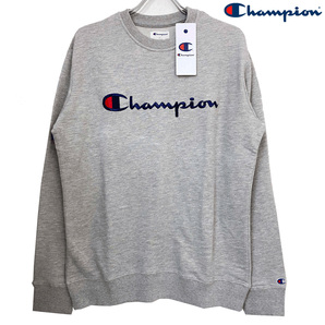 新品 XL ★ Champion チャンピオン メンズ スウェット シャツ 刺繍 ロゴ US-L グレー コストコ ビッグロゴ トレーナー 部屋着 トレーニング