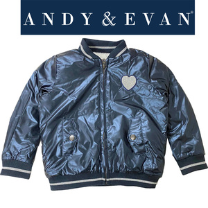  new goods 100 * cost koandy&evan girls jacket 3T reverse side boa metallic navy Heartfull Zip jumper soft ....